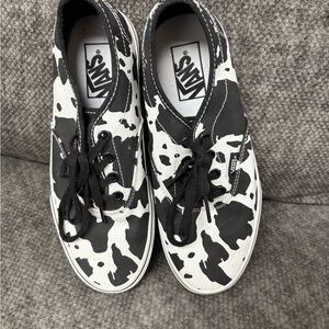 Vans Black and White Cow Print Sneakers